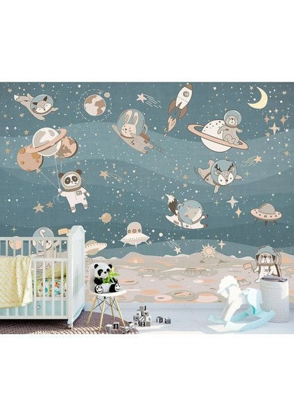 Uzay Gezegen Astronot Desen Duvar Kağıdı