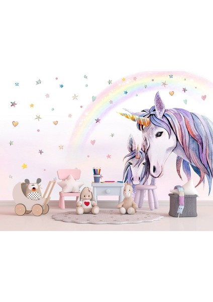 Unicorn Atlar Çocuk Odası Duvar Kağıdı