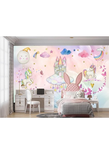 Unicorn Desen Çocuk Odası Duvar Kağıdı