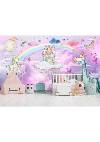 Unicorn Desen Çocuk Odası Duvar Kağıdı