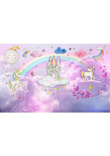 Unicorn Desen Çocuk Odası Duvar Kağıdı