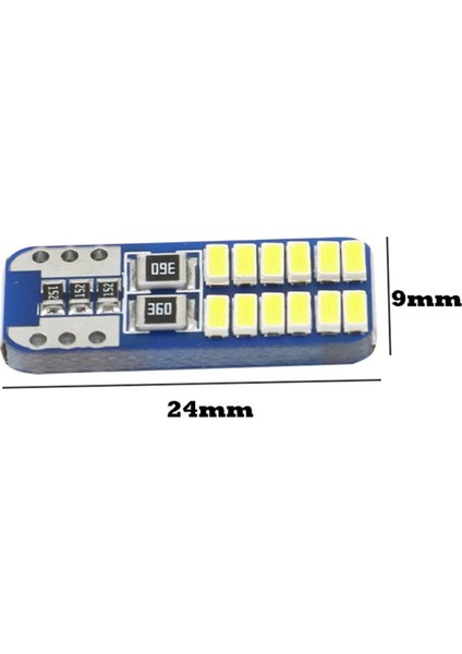 10 Adet T10 LED 24 Ledli Mini Yassı Park Plaka Tavan Bagaj Ledi