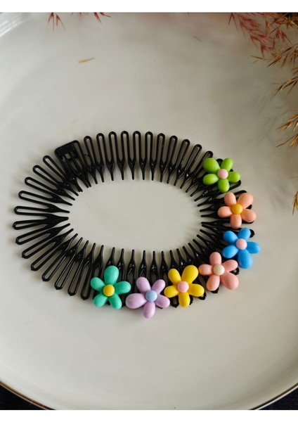 Çiçek Figürlü Karışık Renk Gizli Yaylı Çocuk Tata Toka