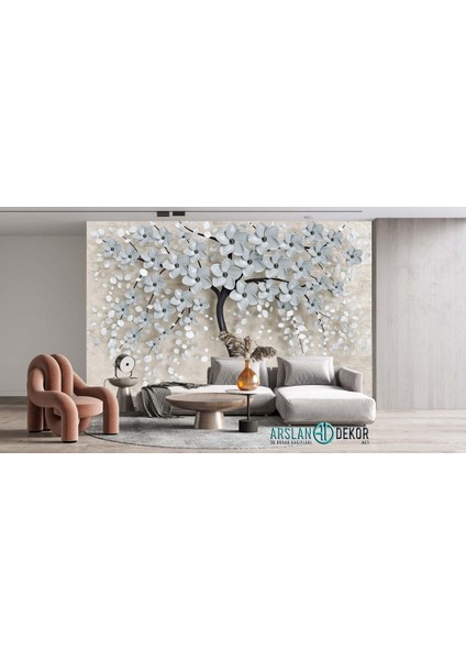 3D Çiçek Desen Duvar Kağıdı