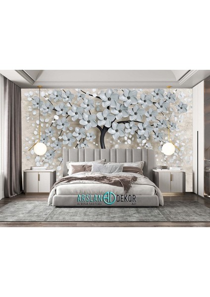 3D Çiçek Desen Duvar Kağıdı