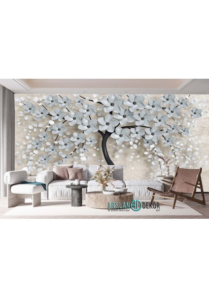 3D Çiçek Desen Duvar Kağıdı