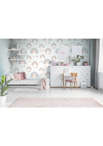 Gökkuşağı Kalpler Desen Duvar Kağıdı