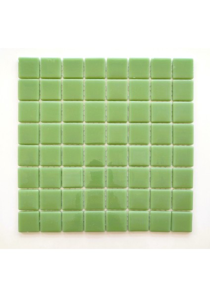 Mutfak Tezgah Arası, Havuz, Banyo ve Yaşam Alanlarının Tüm Yüzeyleri Için Cam Mozaik. Cam Ölçüsü: 38X38 Mm. File Ölçüsü: 31.5X31.5 Cm. Renk: Mint Yeşili. (1 Koli=11 File Karo=1 M2 Fiyatıdır)