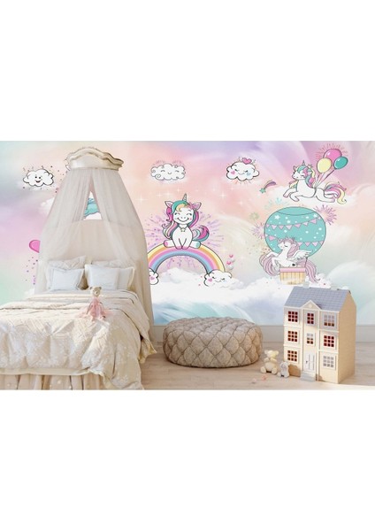 Unicorn ve Arkadaşları Desen Çocuk Odası Duvar Kağıdı