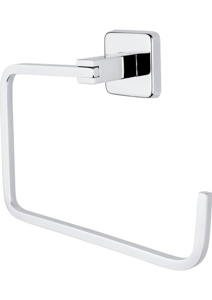 Tema Lüx Kare Plus Yuvarlak Havluluk Banyo Havlu Askısı Krom