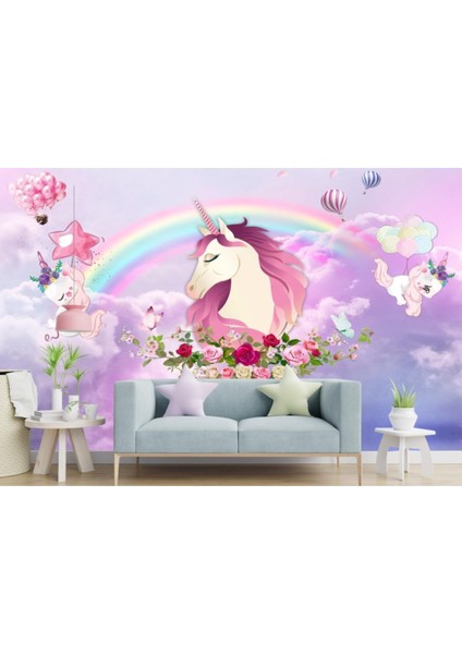 Unicorn Desen Çocuk Odası Duvar Kağıdı