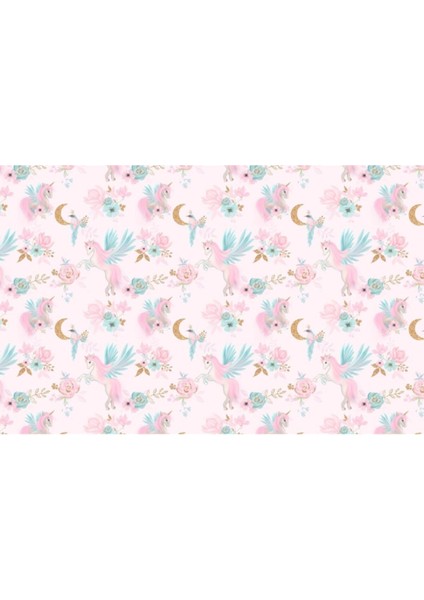Unicorn Desen Pembe Fonlu Duvar Kağıdı