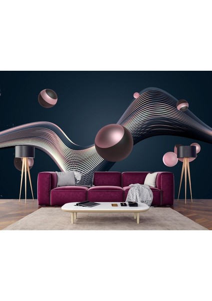 3D Yuvarlak Grafik Desen Duvar Kağıdı
