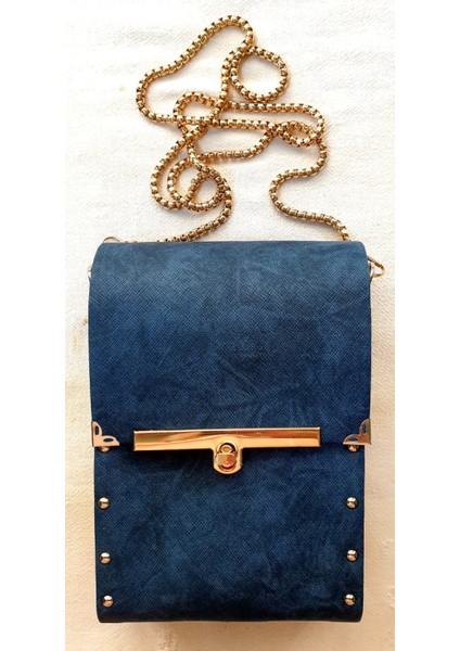 Deri Ve Ahşap Askılı Omuz Çantası Boy 20 Cm En 14 Cm