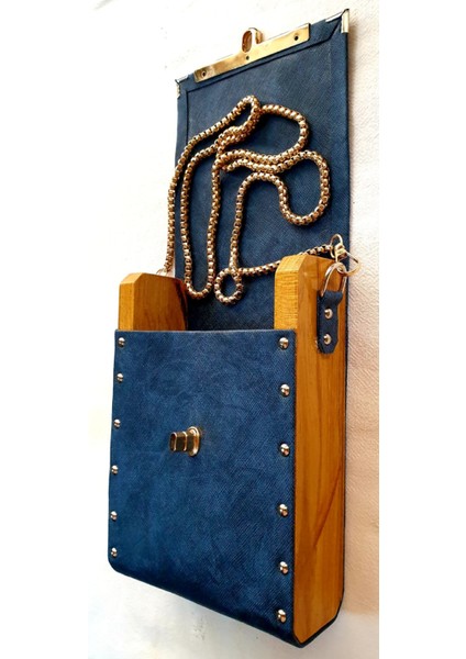 Deri Ve Ahşap Askılı Omuz Çantası Boy 20 Cm En 14 Cm fiyatları