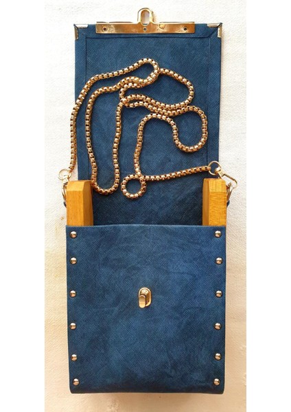 Deri Ve Ahşap Askılı Omuz Çantası Boy 20 Cm En 14 Cm modelleri