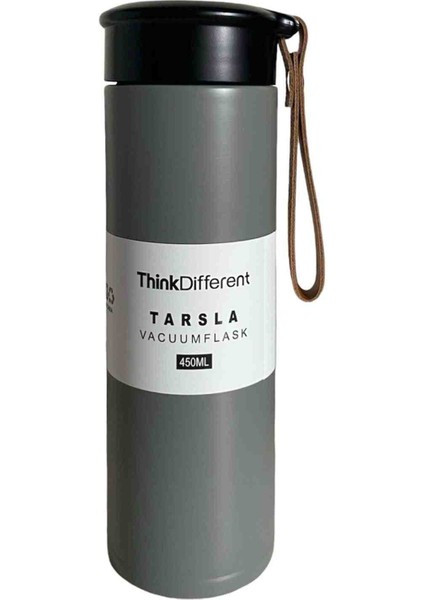 Modern Çift Vakum Yalıtımlı Yandan Deri Tutacaklı Gri Sıcak/soğuk 450 ml Günlük, Hediyelik Termos