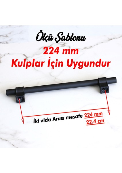 Hisar 224 mm Siyah Kulp Mobilya Mutfak Çekmece Dolap Kapak Dolabı Kulbu Kulpları Kulbu Metal 22.4 mm modelleri