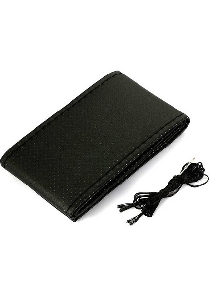 Deri Oto Direksiyon Kılıfı Dikişli Siyah