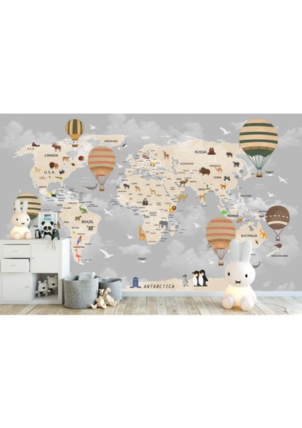 Arslan Dekor Map Of The World Haritalı Çocuk Odası Duvar Fiyatı
