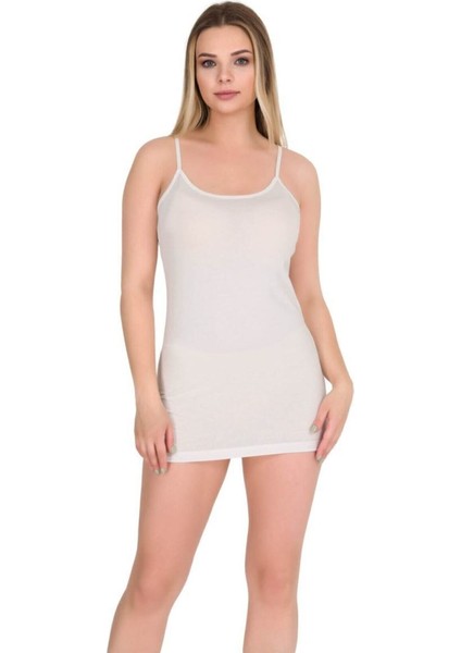 8037 Berrak Bayan Ip Askılı Uzun Atlet Ekru 3' Lü Ekru - S