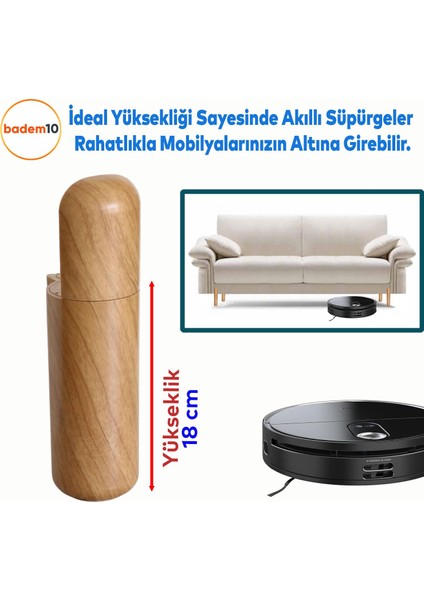Kapsül Bohem Mobilya Kanepe Tv Ünitesi Koltuk Ayağı Baza Ayakları Ahşap Ceviz Desenli 18 cm 4 Adet