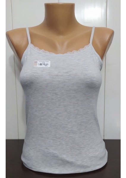 8103 Berrak Bayan Ip Askılı Atlet Gri Melanj - S