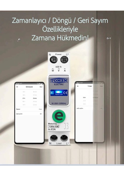 Akıllı Voltaj ve Akım Koruma Rölesi, Wifi Özellikli Dahili Enerji Ölçer 63A Ewelink Uyumlu