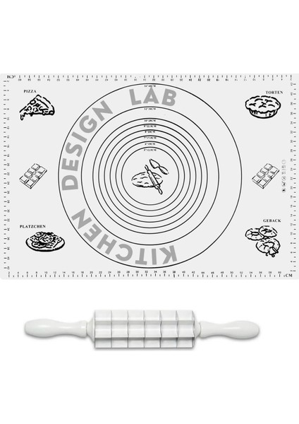 2'Li Set Beyaz 45 X 65 Cm Silikon Hamur Açma Matı Ve Kare Mantımatik Seti