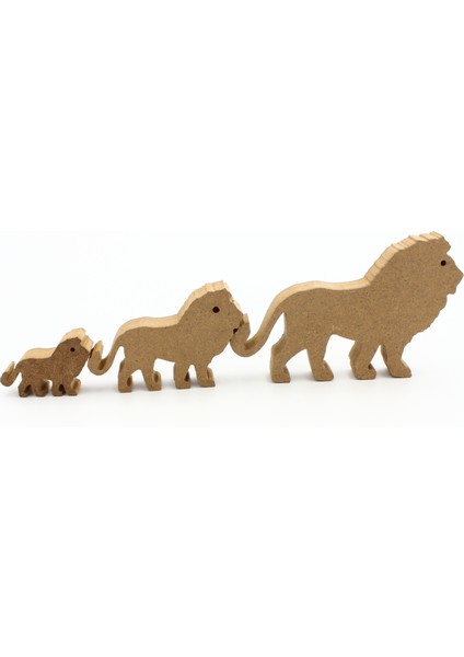 Ahşap Aslan Figürü 3 Lü Takım 15CM 10CM 6cm Ahşap Boyama Ürünü.boyama Etkinliği.okul Öncesi