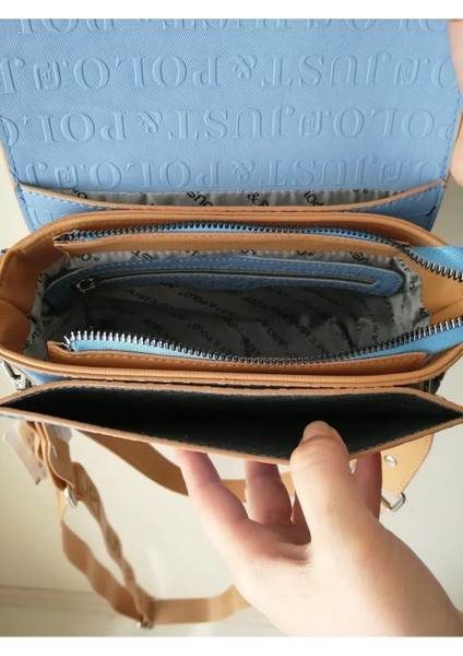 Kadın Mavi-Taba 3 Bölmeli Iki Askılı Omuz ve El ÇANTASI-4072 fırsatları