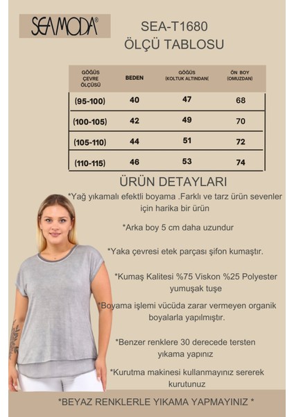 Etek Ucu Şifon Yağ Yıkamalı Tshirt-Acık Gri fiyatları
