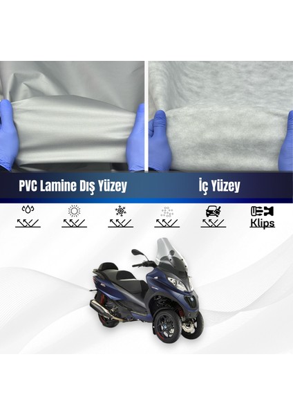 Ultra Shop Pıaggıo Mp3 500 Su Geçirmez Motosiklet Branda 4 Mevsime Uygun Motor Brandası