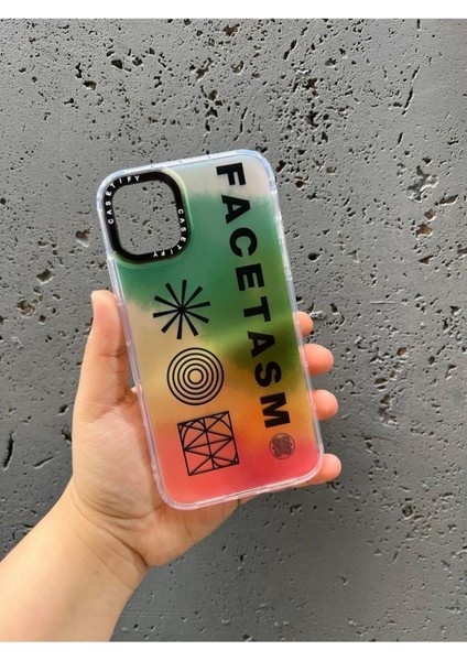 Iphone 11 Uyumlu Siyah Lens Çerçeve 3D Renk Değiştiren Desenli Hologram Creative Kılıf