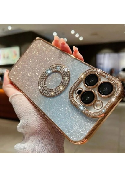 Apple , Iphone 12 ile Uyumlu Swarovski Taşlı Kamera Lens Korumalı Ultra Lux Telefon Kılıfı