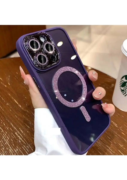 Apple Iphone 11 Pro Max Kamera Lens Korumalı Magsafe Shine Parıltı Kılıf + Kırılmazcam Koruma Hediye