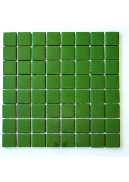 Mutfak Tezgah Arası, Havuz, Banyo ve Yaşam Alanlarının Tüm Yüzeyleri Için Cam Mozaik. Cam Ölçüsü: 38X38 Mm. File Ölçüsü: 31.5X31.5 Cm. Renk: Yeşil (1 Koli=10 File Karo=1 M2 Fiyatıdır)