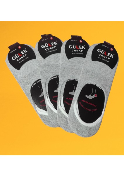 Inci Butik Boxer - Dikişsiz Konforlu Kaymaz Silikonlu Topuk Babet Açık Gri Soket Erkek Çorap 12' Li Pakettir 40-44