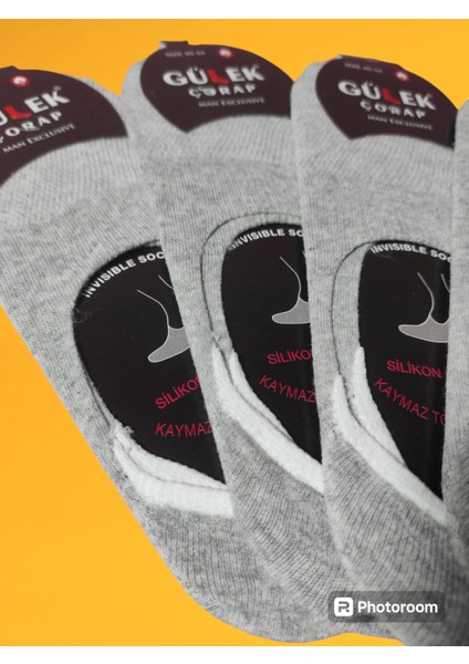 Inci Butik Boxer - Dikişsiz Konforlu Kaymaz Silikonlu Topuk Babet Açık Gri Soket Erkek Çorap 12' Li Pakettir 40-44 modelleri