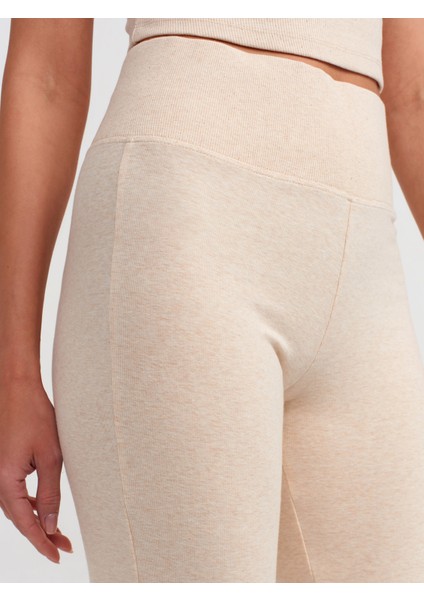 71050 Beli Fitilli Ispanyol Paça Pantalon-Bej Melanj fırsatları