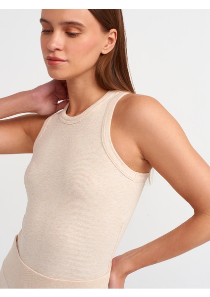 20853 Crop Top-Bej Melanj