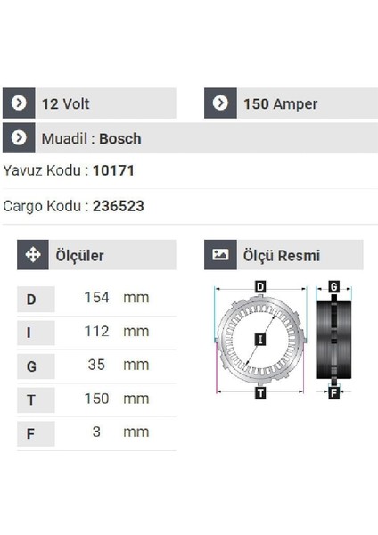 177612 Statör 12V 150A Y.m Mercedes Volsvagen Volvo Tax Gurubu Kulaklık fiyatları
