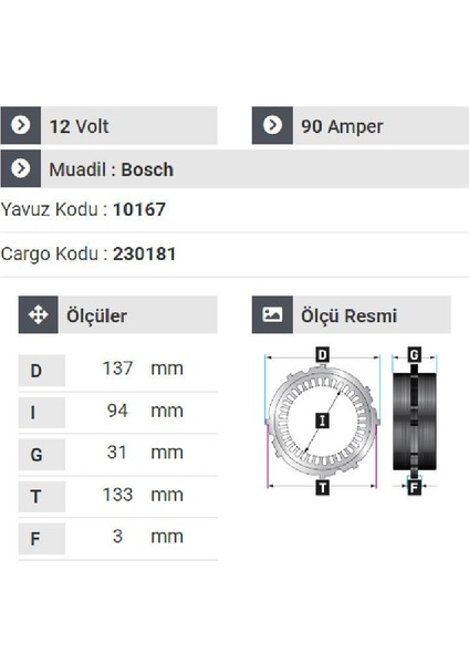177212 Statör 12V 90A Passat 1.9-BORA-GOLF-POLO-T4.PORTER-V184 Toyota Benzinli