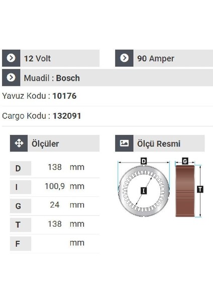 177012 Statör 12V 90A Yavuz Kamyon Volswagen-Bmv-Nissan Vanetta-Opel fiyatları
