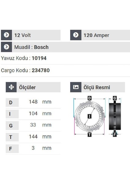 178412 Statör 12V 120A V.wagen Lt 35-2.5.tdı-Ford V184 Y.m Alternatörlerde