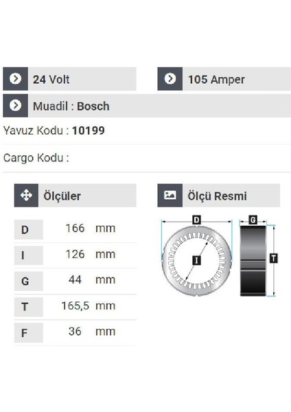 177724 Statör 24V 105A 302 MERCEDES-SR-200-SR-240-SR-480 Man Otobüs fiyatları