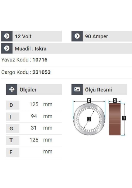 170112 Statör 12V 90A Massey FERGUSON.3000.SERILERI Klimalı Olanlar fiyatları
