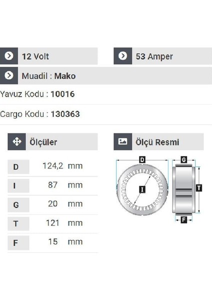 110112 Statör 12V 53A Mako Tip 4 Uçlu Em