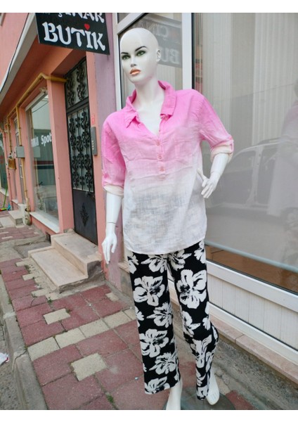 Batik Desen Bayan Gömlek Pembe - L/xl