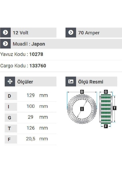 150312 Statör 12V 70A Hyundai Y.m.grandsalon--Gallober-Sanata fiyatları